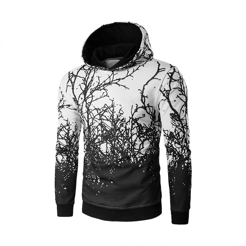 Black White Graphic Hoodie