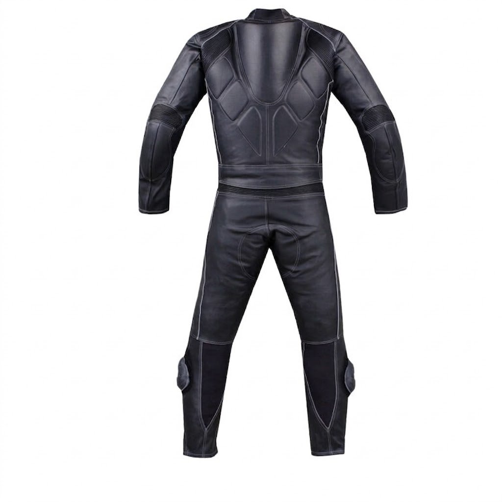 Black Leather Motorcycle Racing Suit Back