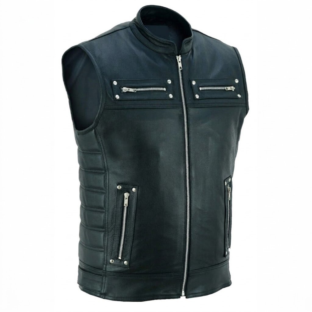 Black Zip Motorcycle Vest