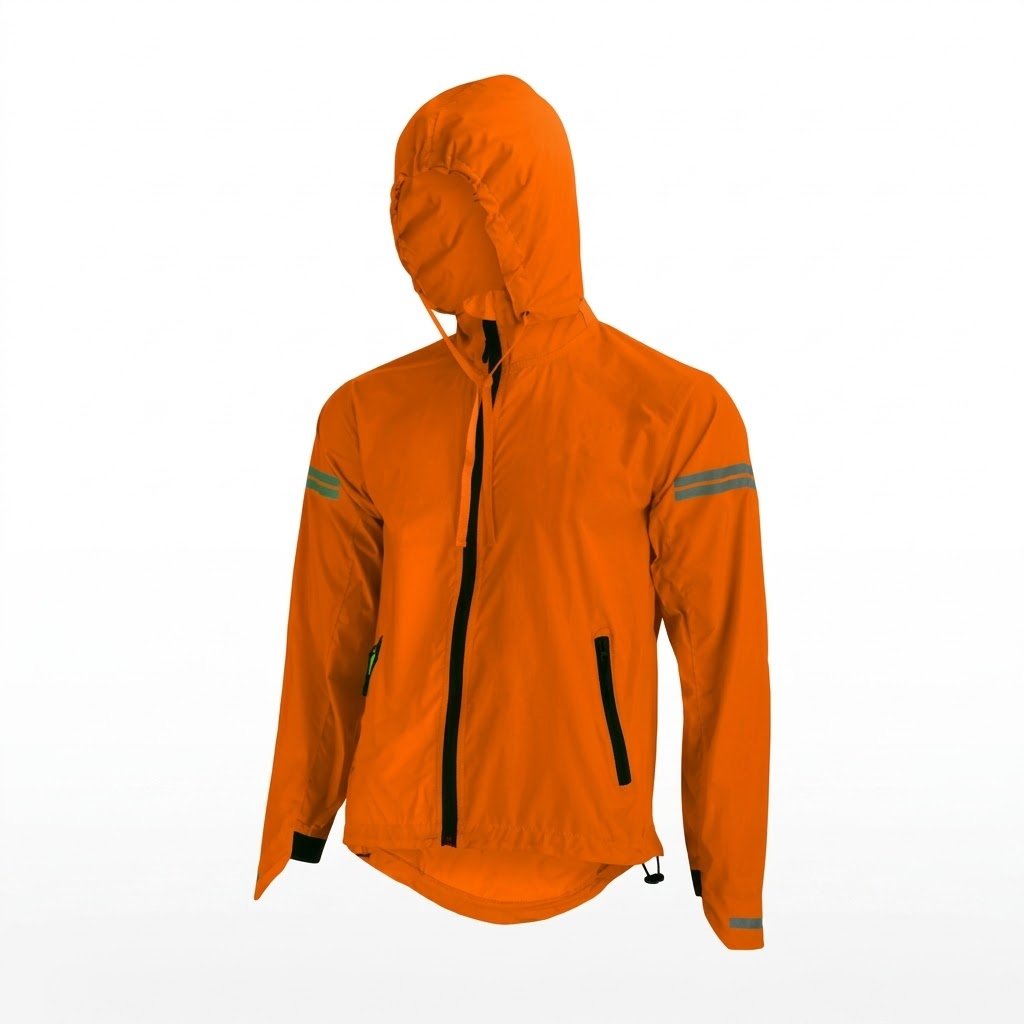 Orange Hooded Rain Jacket
