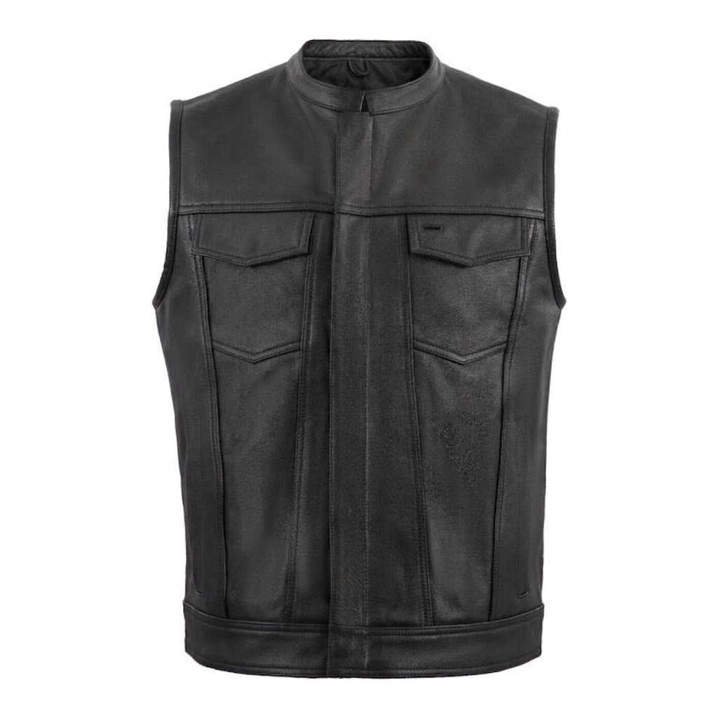 Black Leather Utility Vest