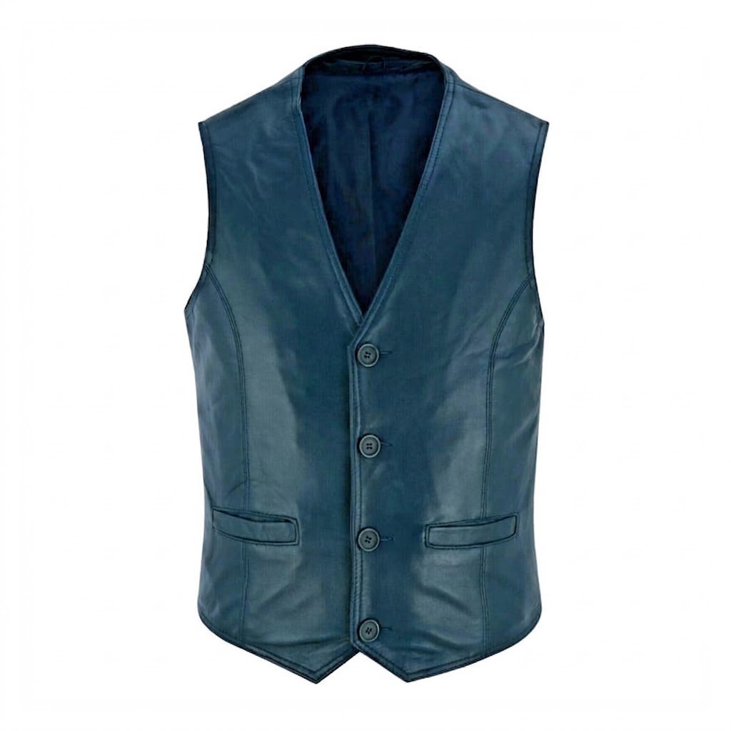 Blue Leather Vest