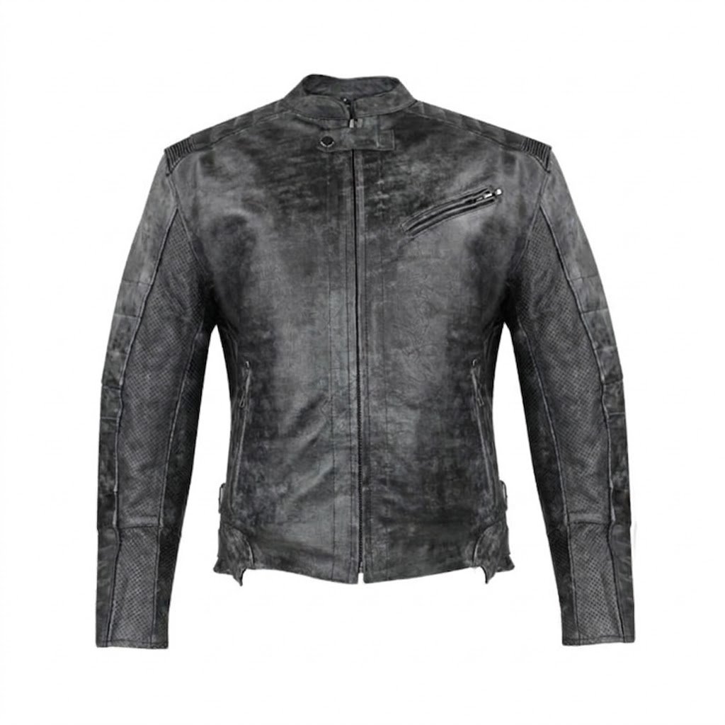 Distressed Grey Motorcycle Jacket