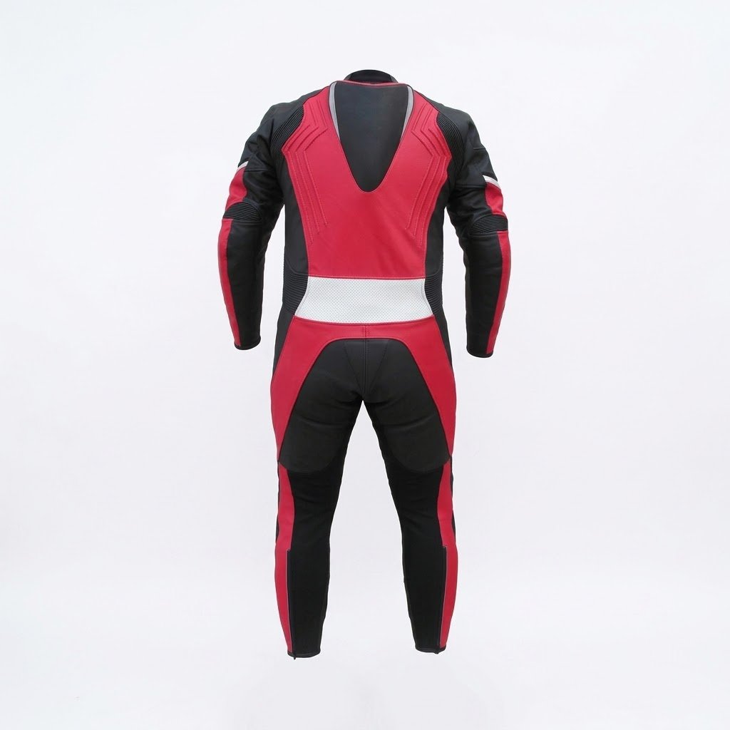Red Black Motorcycle Racing Suit Rear