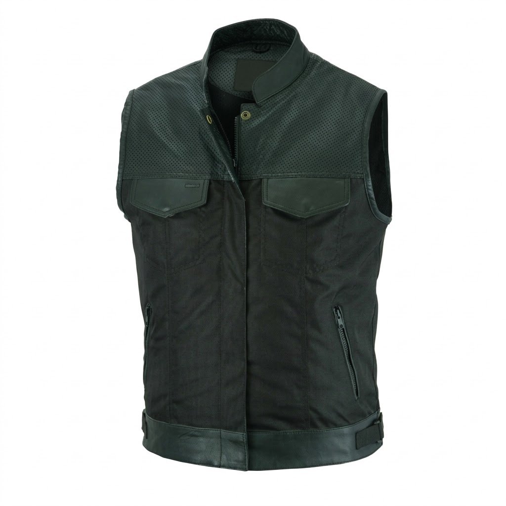 Black Technical Leather Vest