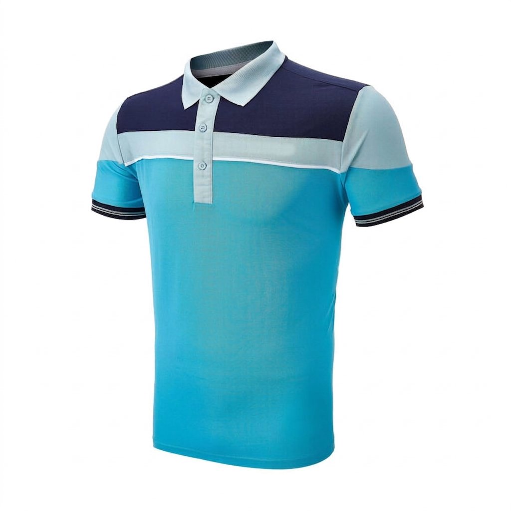 Blue Colorblock Polo