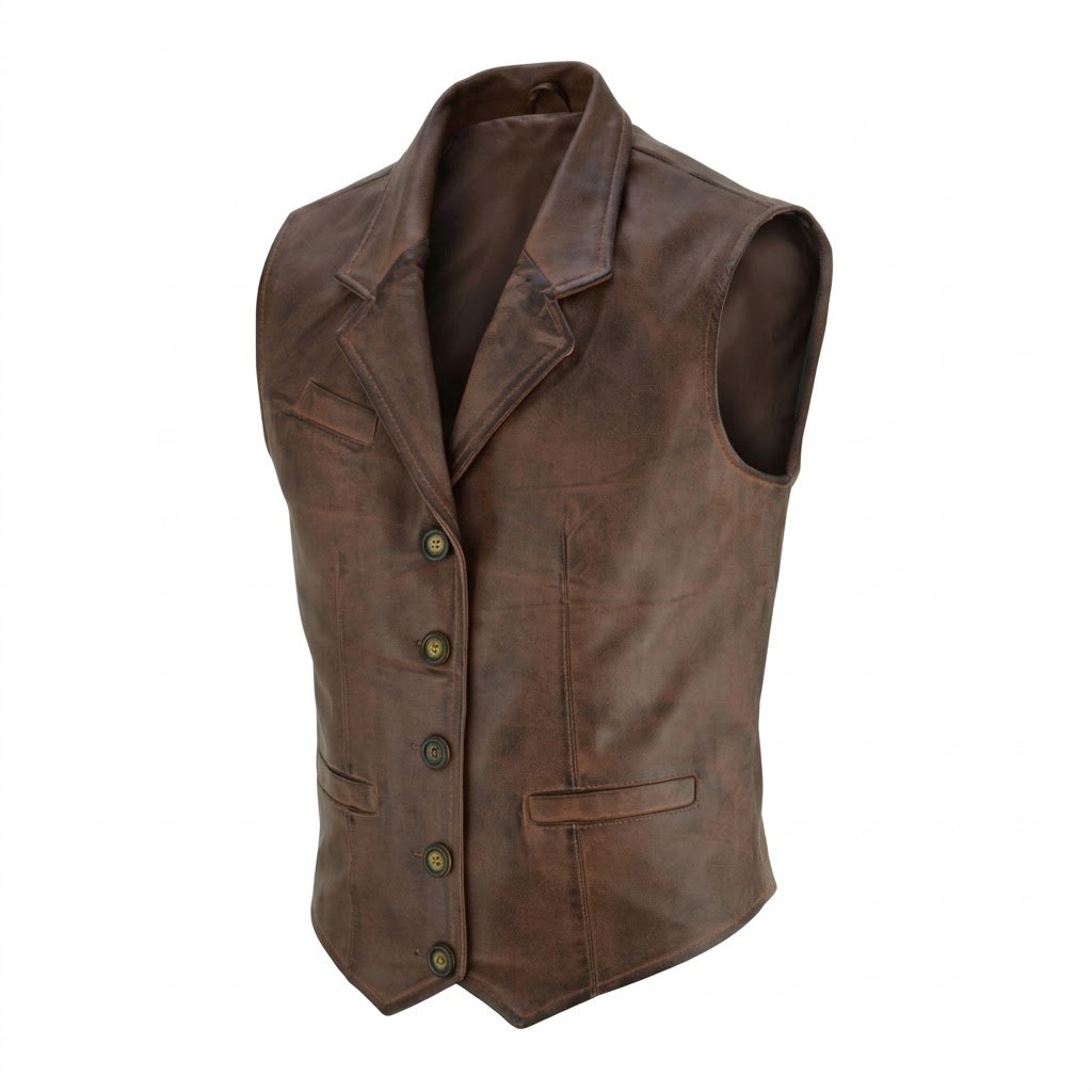 Brown Leather Fashion Vest